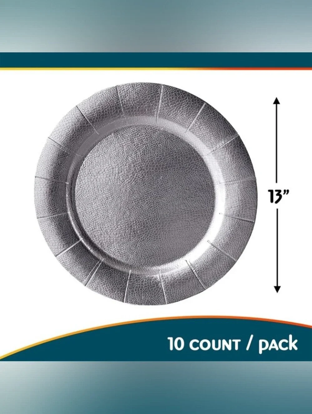 🍽️ Lot of 10 Silver Disposable Charger Plates 13